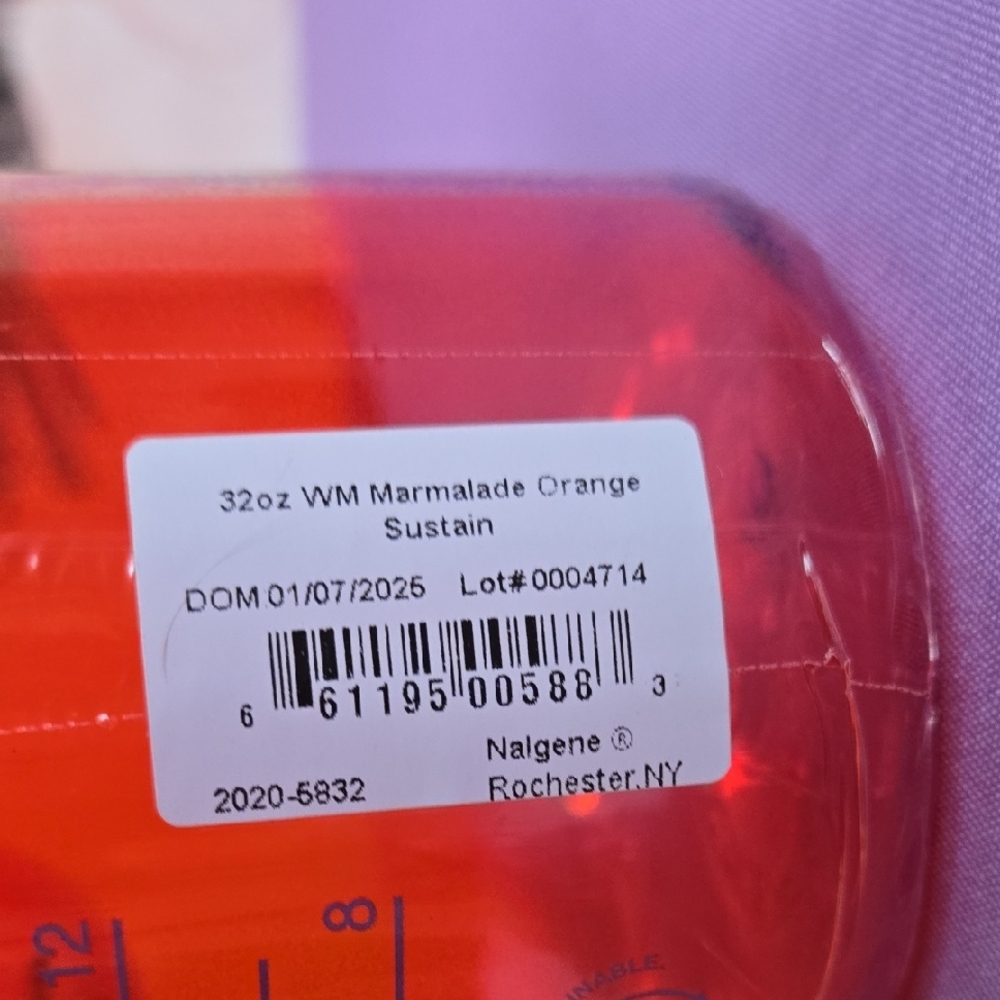 Nalgene Red Water Bottle with Blue Cap - Picture 4 of 4